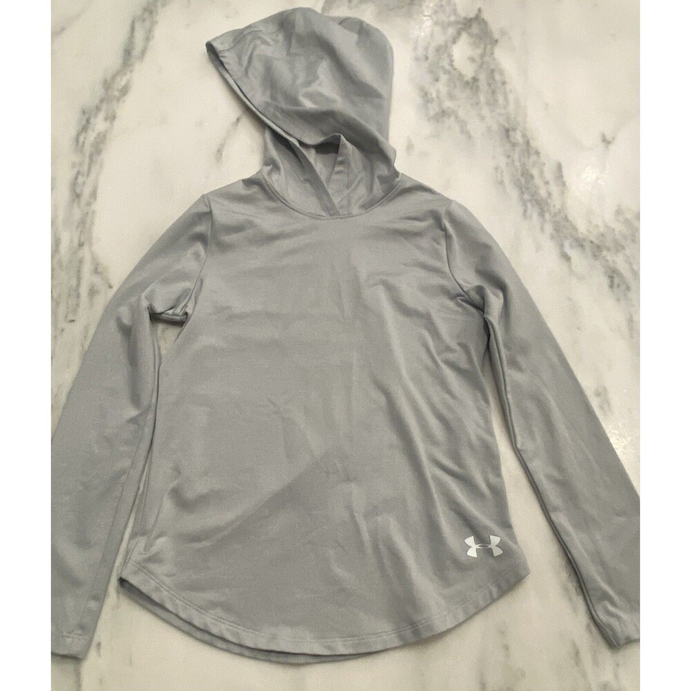 Under Armour Lightweight Training Hoodie Youth Girls Size Sm Grey GoldGear shirt